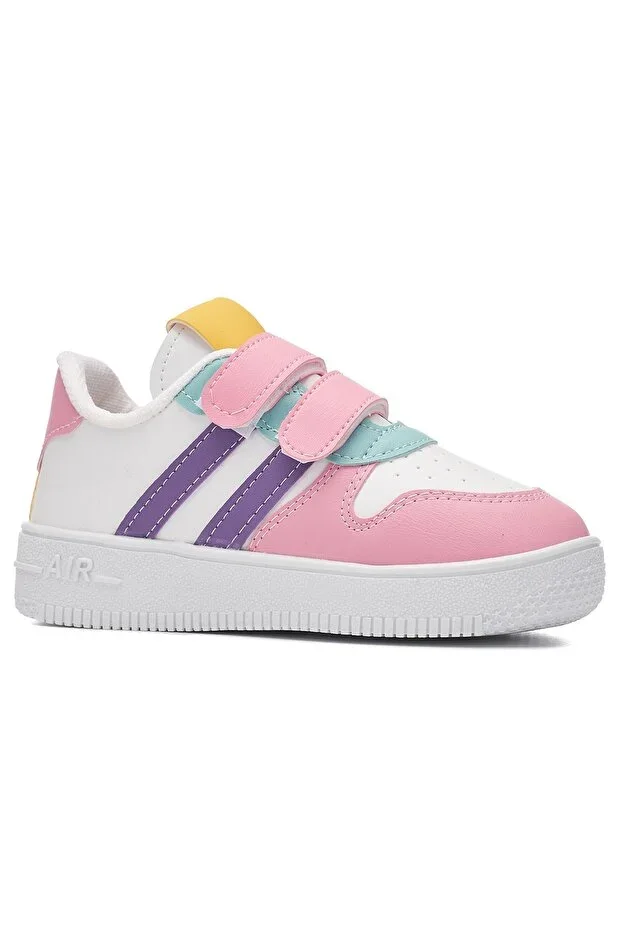 Daily Unisex Kids Colorful Sneaker Laced and Velcro Lightweight Non-slip Sole Comfortable Sports Shoe Zl001