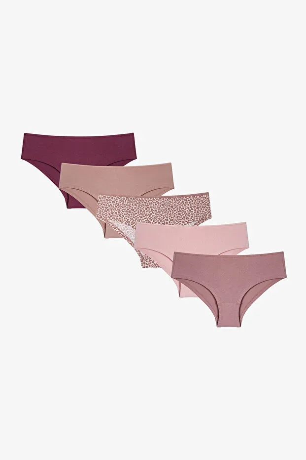 Colorful Elegant 5-Pack Cotton Hipster Panty
