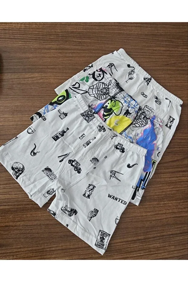 Men's Kids Cotton Printed Boxer Shorts 3-Pack Set