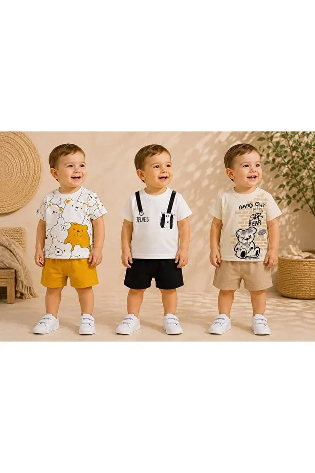 3-Piece Baby Boy Set 6-24 Months | Summer Shorts Cotton Kids Combo