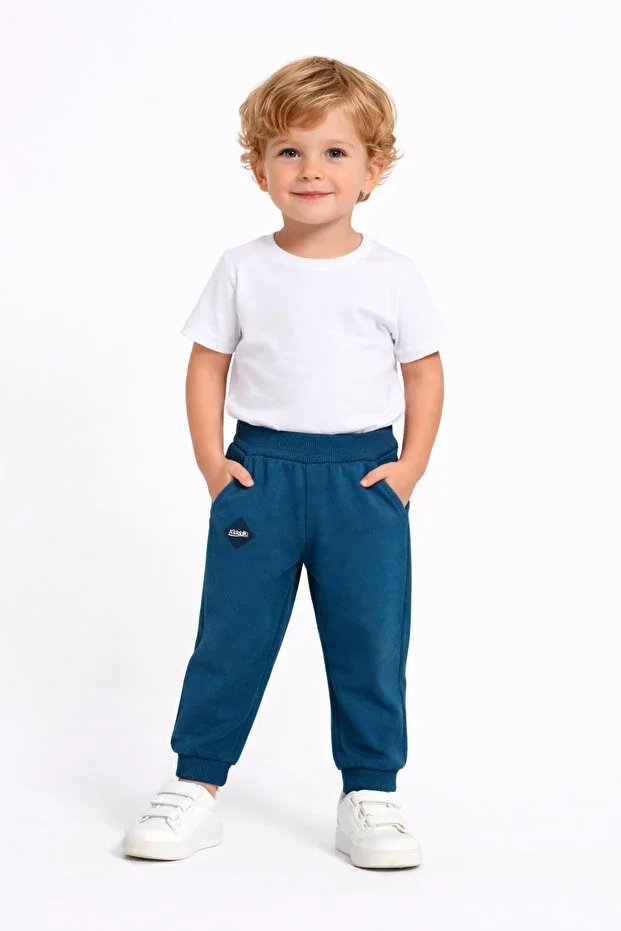 Boys Cotton Sweatpants 2-3-4-5 Years, 2-Thread Knit, Relaxed Fit