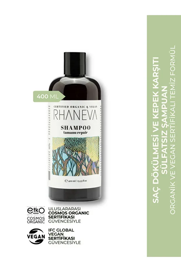 Sulfate-Free Shampoo Against Hair Loss and Dandruff, Organic and Vegan Certified, 400 ml