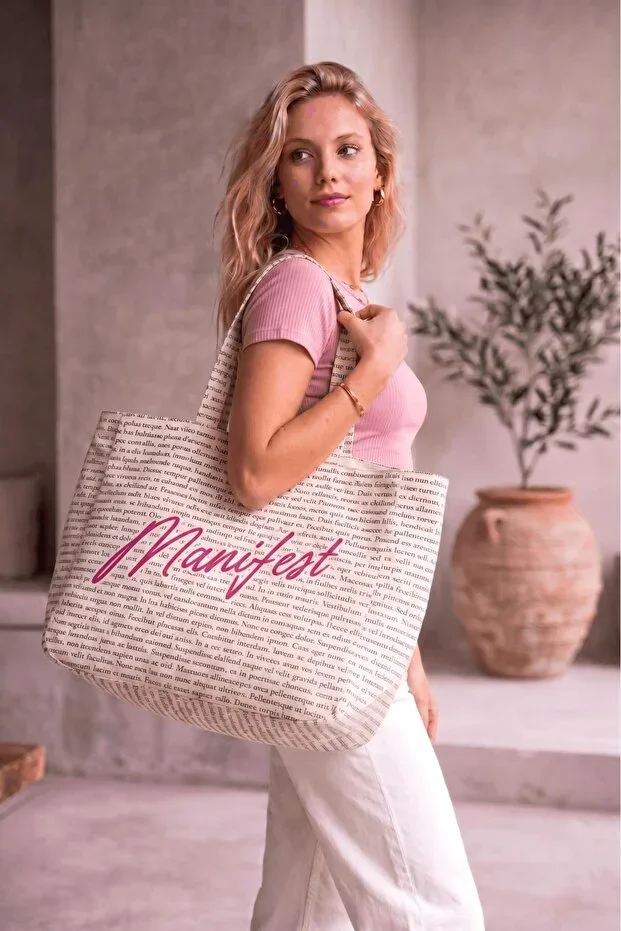 bagg Manifest Designed Canvas Bag - Buttoned Large Size Shoulder Bag