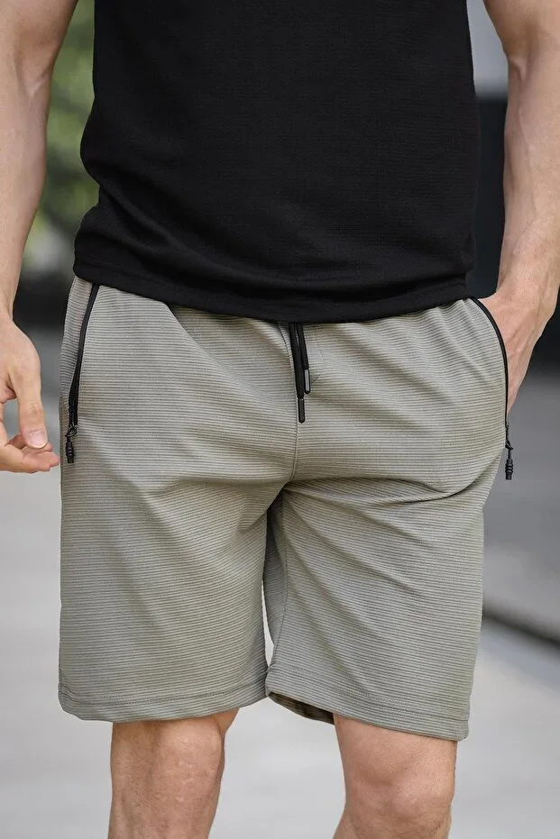 Sams Zipper Detailed Woven Slim Fit Lycra Men's Bermuda Shorts