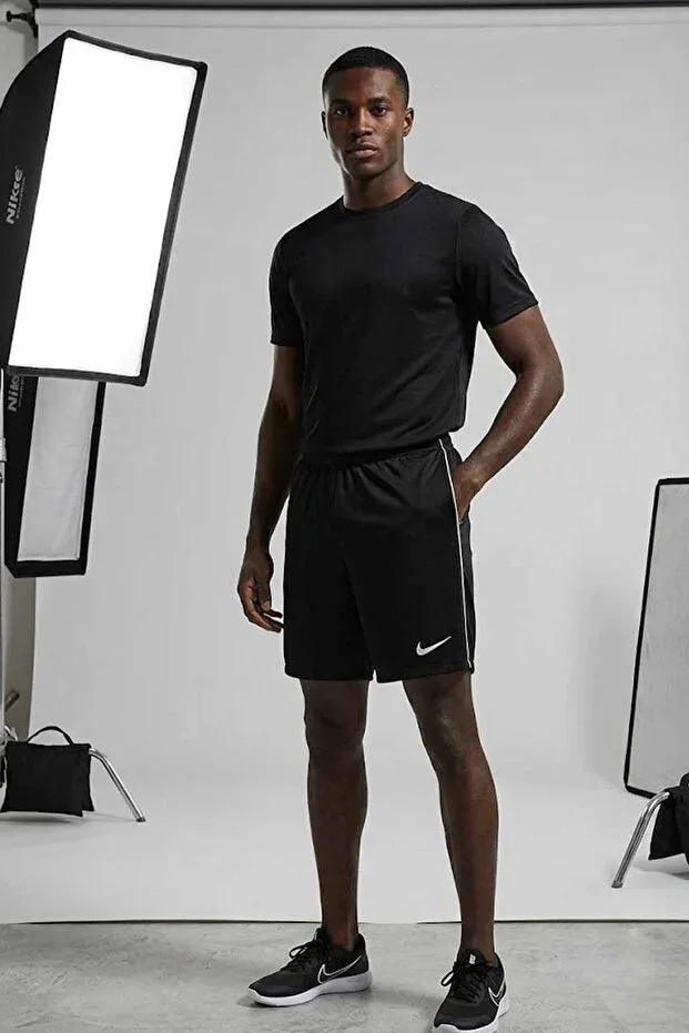 Men's Black Zippered Pocket Training and Running Shorts Dri-Fit Fabric