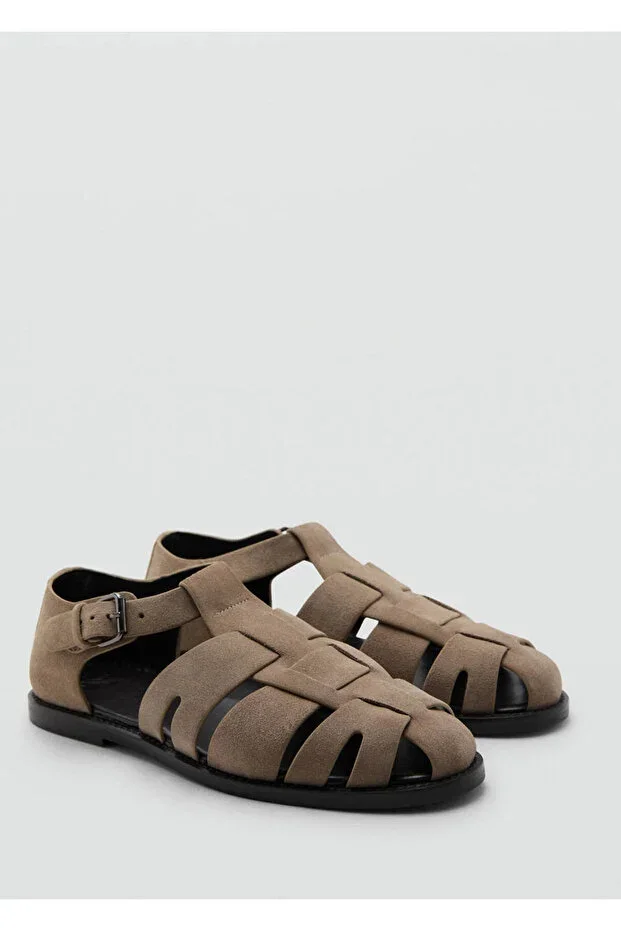 Suede leather strap sandals