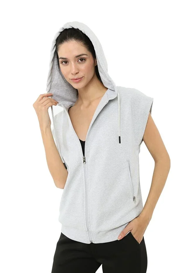 Scorp Impact Sleeveless Hooded Women's Sweatshirt Grey
