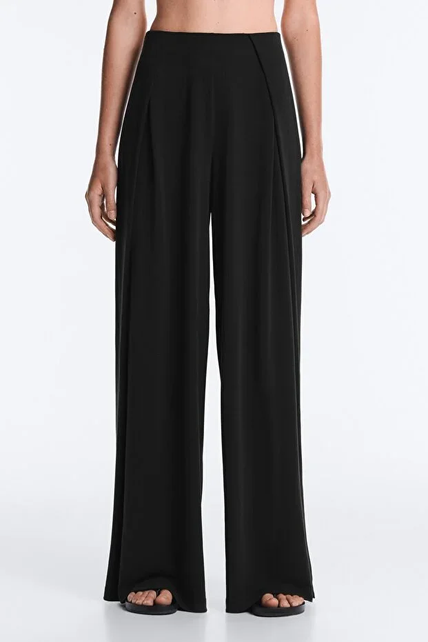 Oysho Side-Pleated Modal Blend Straight Trousers