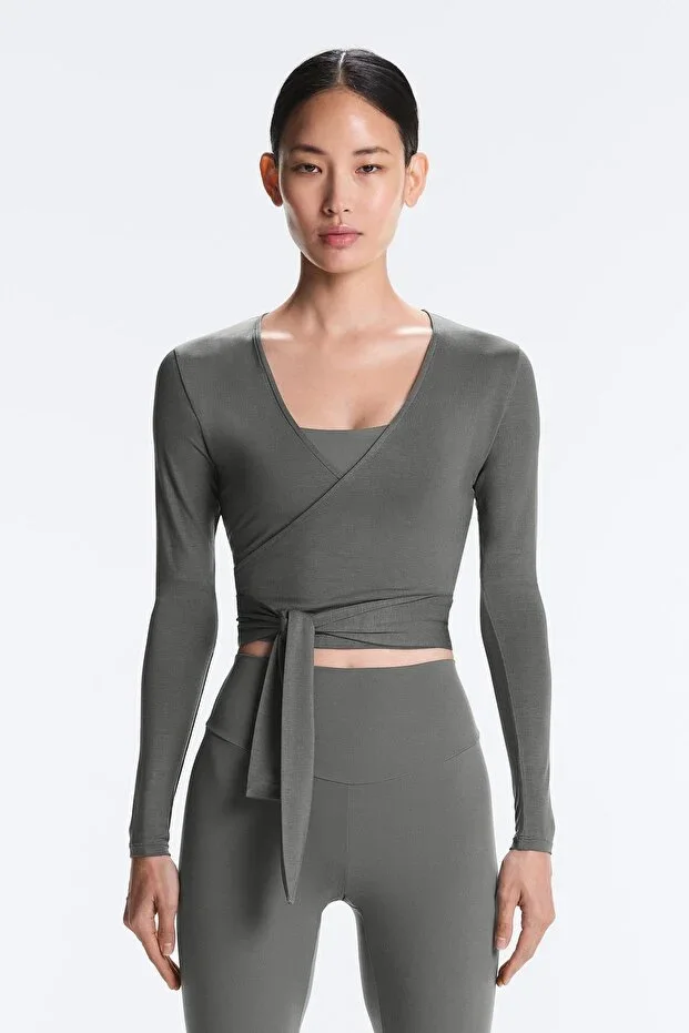 Oysho Lyocell blend crossover T-shirt