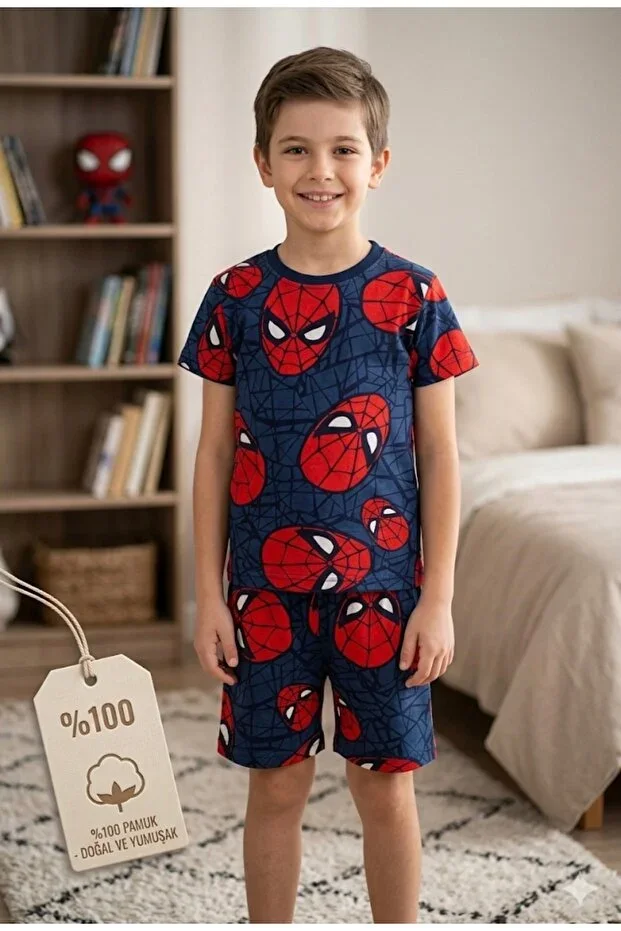 Baby Boys Short Sleeve 2-Piece Pajama Set 100% Cotton Jersey Spider-Man Print