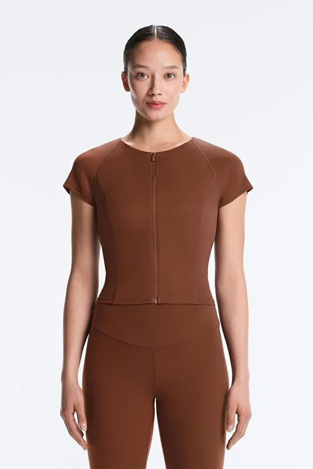 Oysho Zip-up Short Sleeve T-shirt