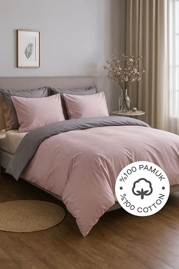 Dusty Rose Elasticated Sheet Double Duvet Cover Set SHE888625658