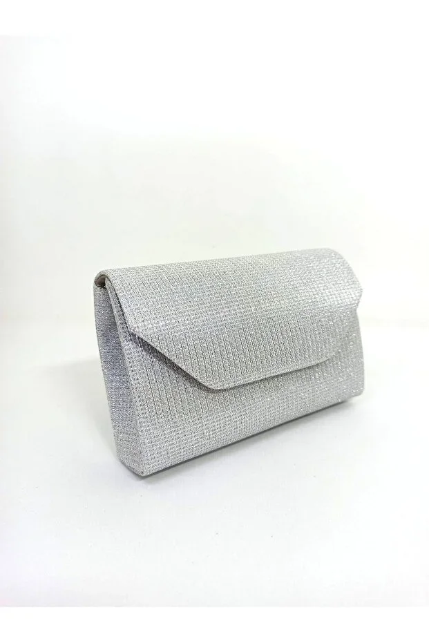 Women's Silver Glitter Mini Box Evening Bag