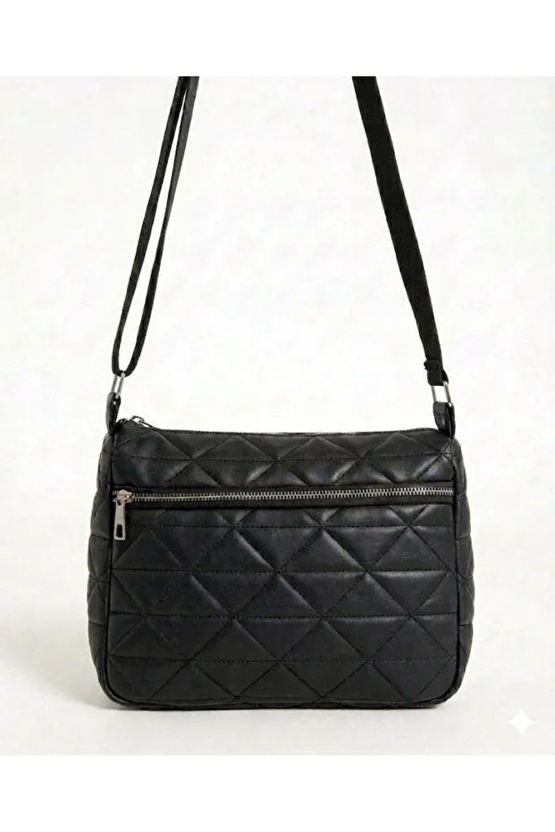 Black Quilted Double Compartment Shoulder Bag