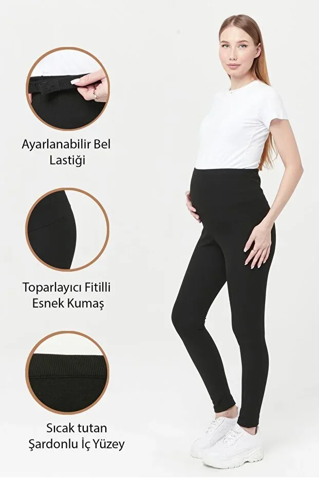 Myra8068 Shaping Ribbed Thermal Brushed Inside Warm Adjustable Waist Maternity T