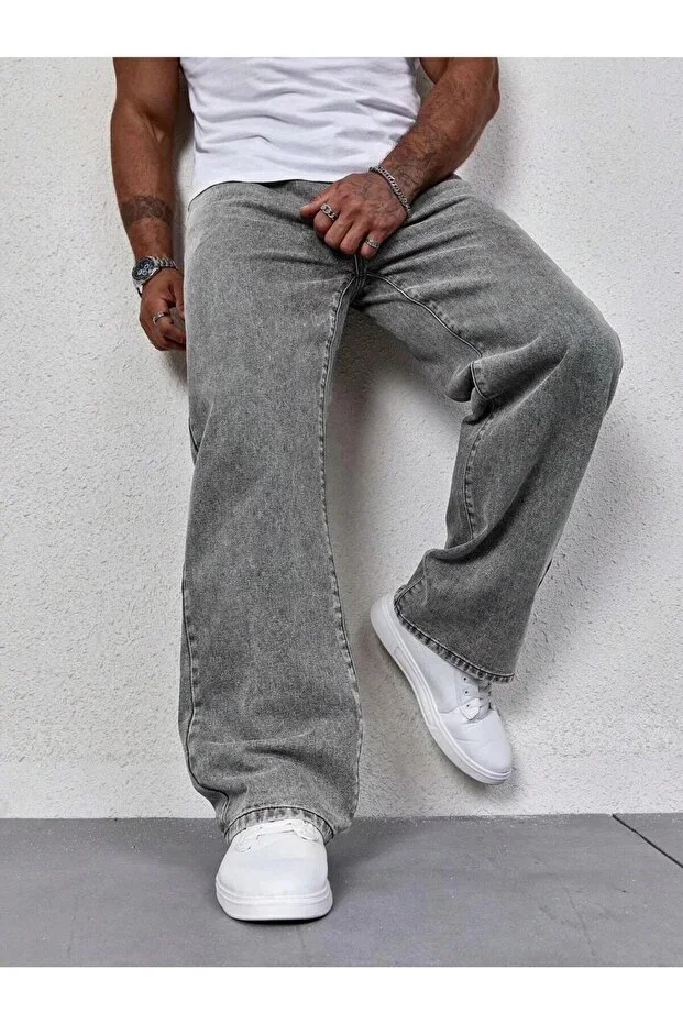 Men's Grey Baggy Fit Non-Stretch Comfortable Cut Jean Pants