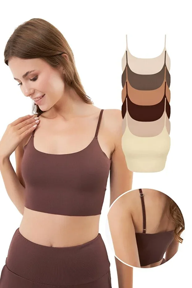 Adjustable Thin Strap Laser Cut Crop Bustier 6-Pack