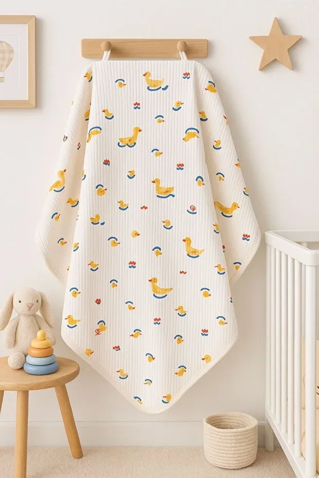 Yukobaby Bebeğiniz İçin En Doğalı Duckling Natural Cotton 80x90 cm Single Layer Baby Blanket Yk0028