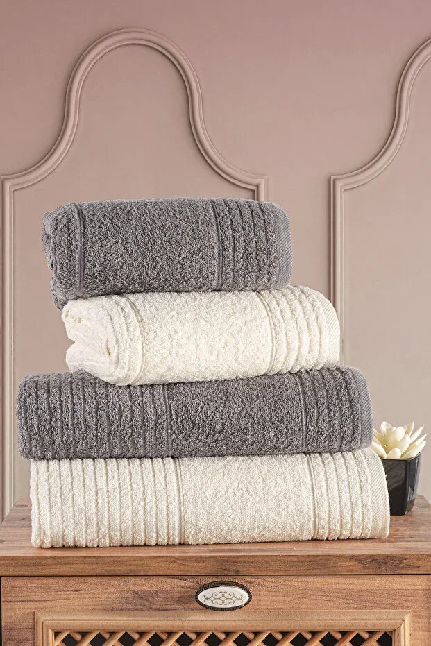 Ece 4-Piece Bathroom Towel Set | Towel | Bathroom Towel | Hamam Set | Dowry Towel