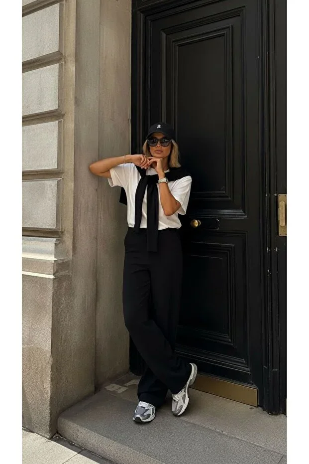 Women's Shawl Collar Modal Fabric Tracksuit Set with Trim