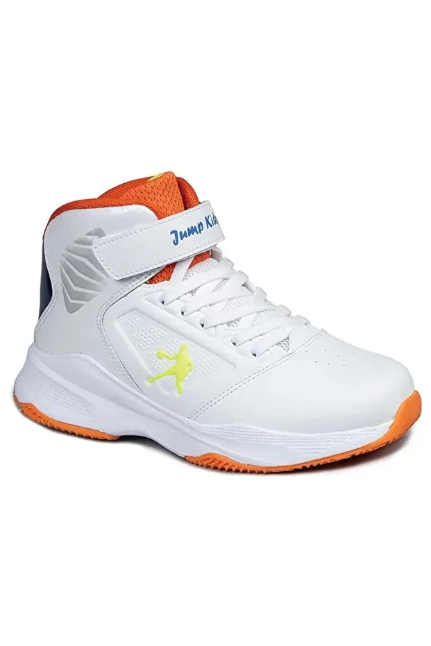 29196 Ortopedik Boys White/Navy Basketball Shoes