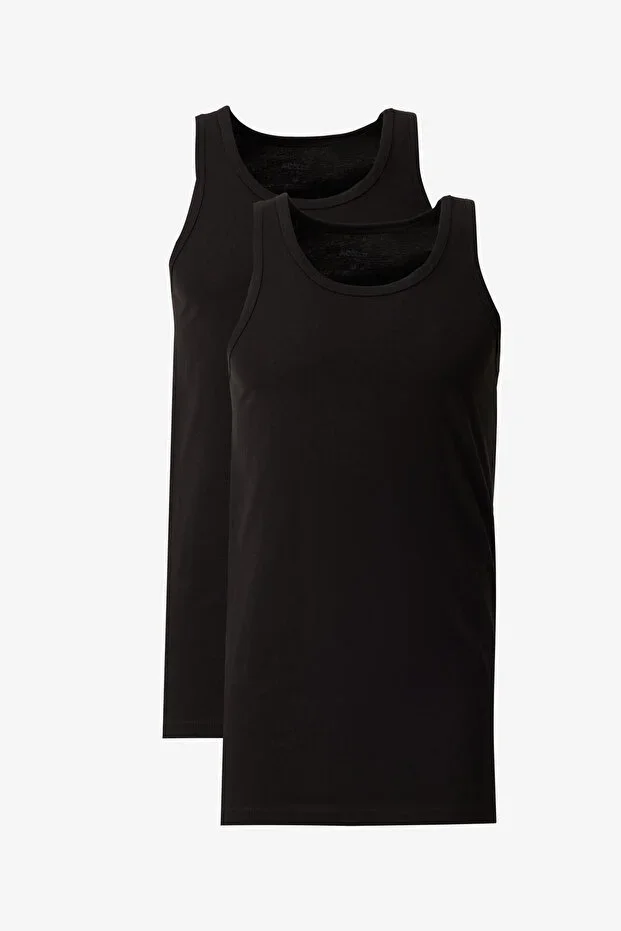 Men's Black 100% Premium Cotton Non-Sweating 2-Pack Undershirt Standard Fit Regular Cut