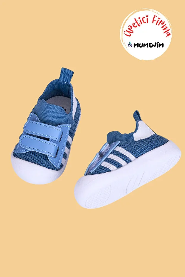 Wisil Kids Baby Velcro Flexible Soft Barefoot Sole Indigo First Step Shoes