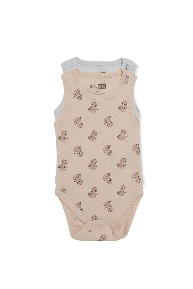 HelloBaby Boys Baby Bodysuit Tiger Print Snap Button Round Neck T-shirt