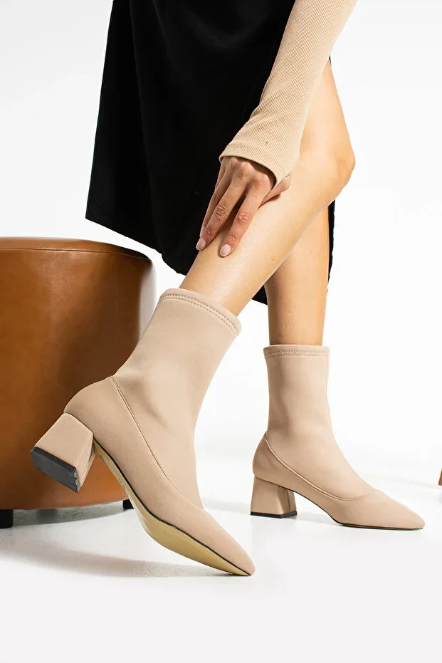 Women's Daily Stretch Ankle Mid Heel Boots
