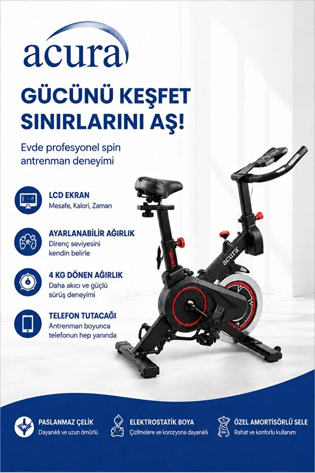 AC-400 Spin Bike with Heart Rate Monitor, Adjustable, Extra Comfortable