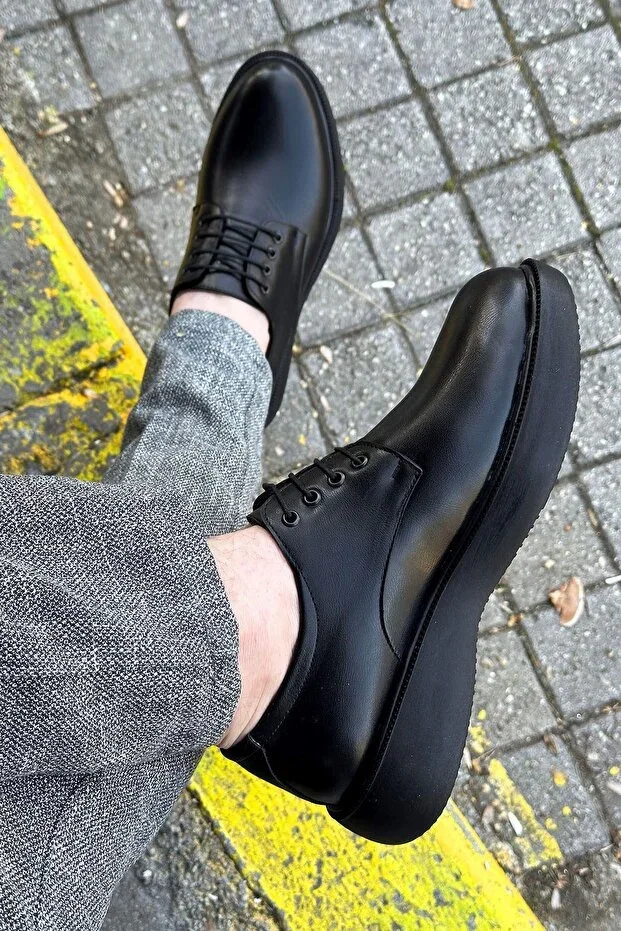 Black Thick Sole Men's Classic Shoes