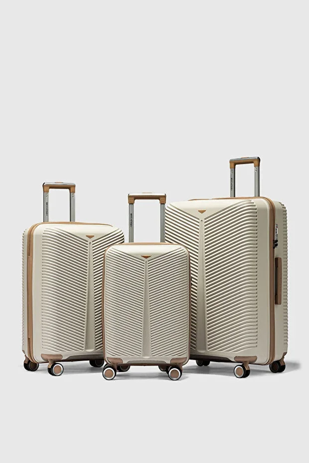 Bilbao 3-Piece Luggage Set - Unbreakable PP Bridal Suitcase - Cabin Medium Large Size with Lock, 360° Wheels