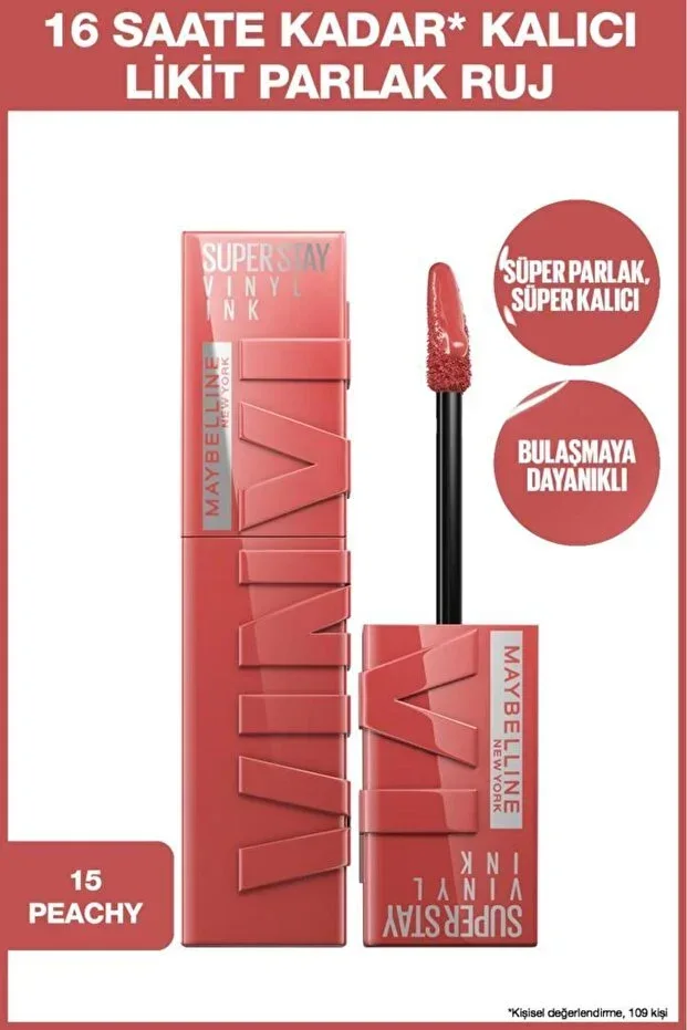 Super Stay Vinyl Ink Long Lasting Liquid Lipstick 15 Peachy