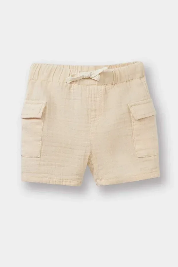 100% Cotton Elastic Waistband Muslin Shorts Baby Boy F0367A525SM