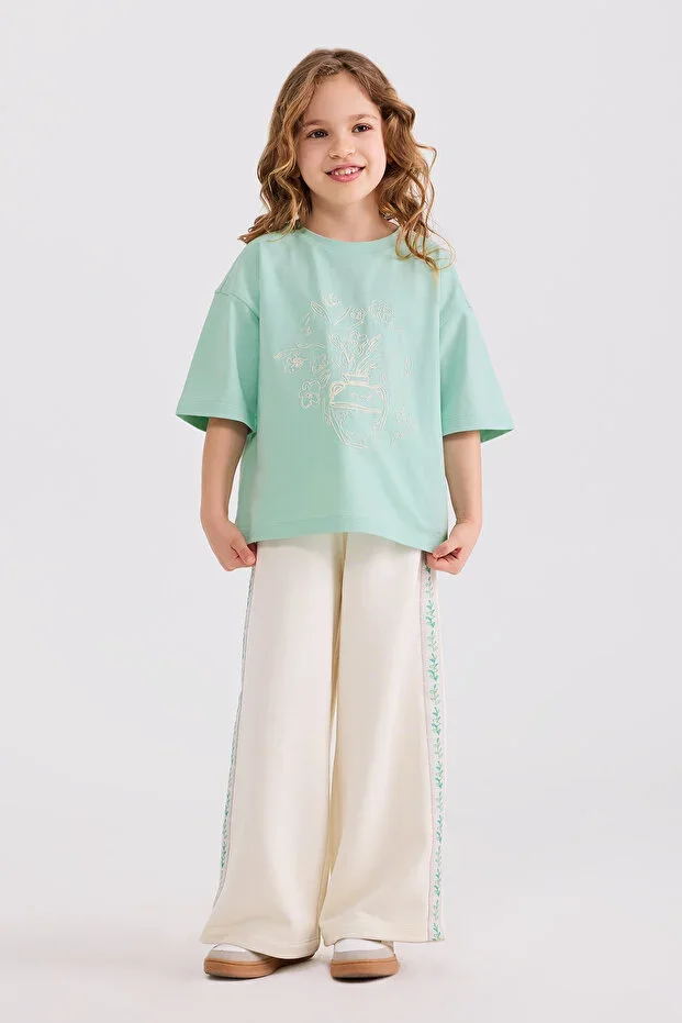 Girls Printed Mint T-Shirt