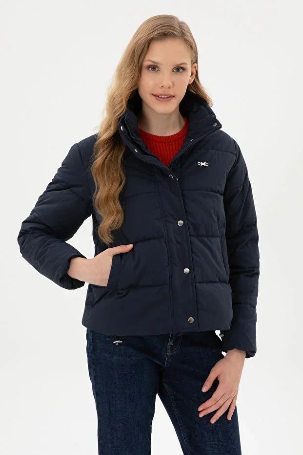 Women's Navy Blue Coat 50311990-VR033