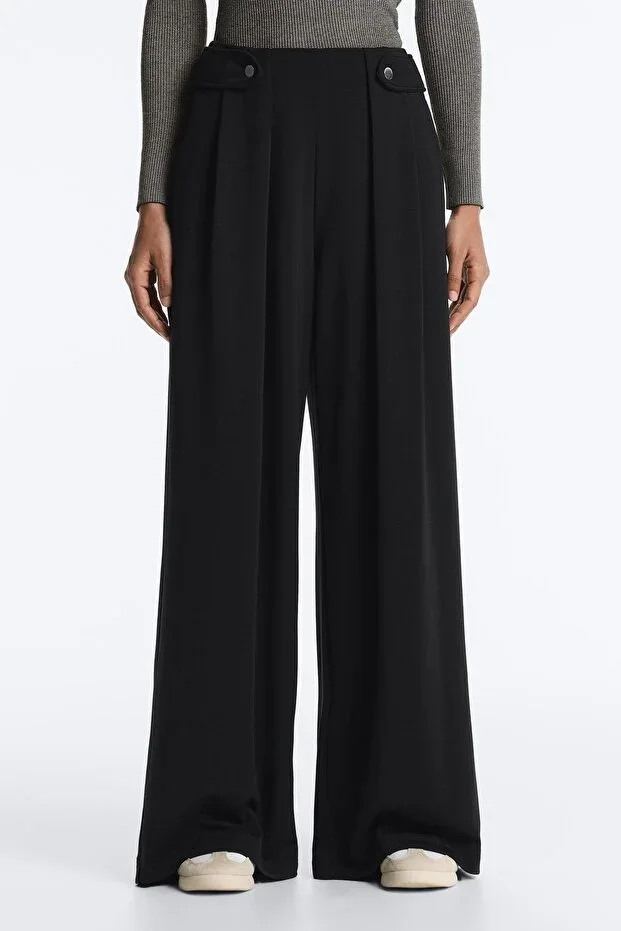 Oysho Soft-touch, modal-blend, pleated, wide-leg trousers