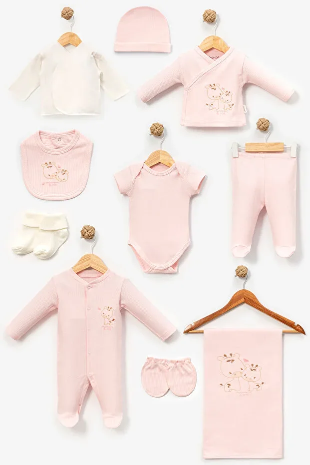 CUTE MOM GIRAFFE 10 PIECE NEWBORN 100% COTTON HOSPITAL EXIT ONESIE SET