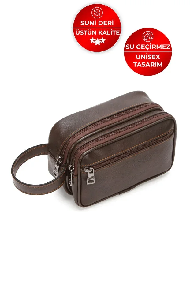 Unisex Quality Faux Leather & Three Compartment Wallet & Clutch Handbag
