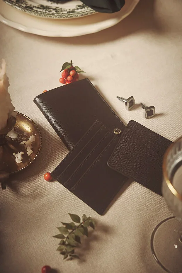 Men's Brown Card Holder with Money Compartment Gift Box