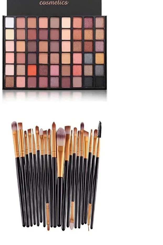 Makeuptime Make Up 54 Color Eyeshadow Palette+izla 20 Piece Professional Soft Makeup Brush Set Black Color