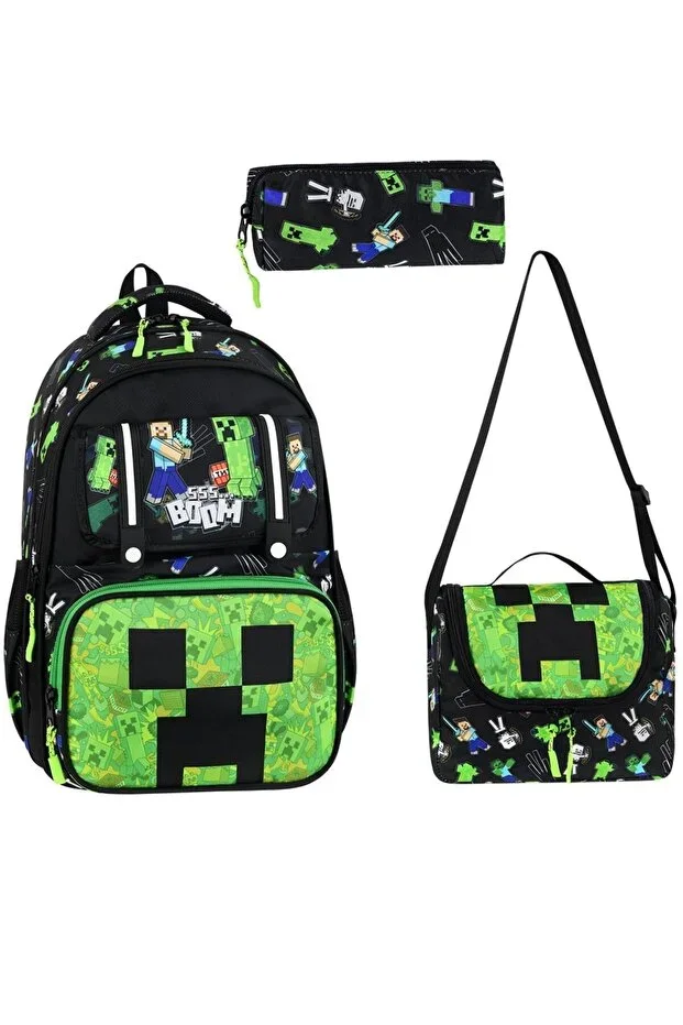 Ultra Luxury Korean Style Boys Orthopedic Primary School Bag Thermal Lunch Bag and Pencil Case