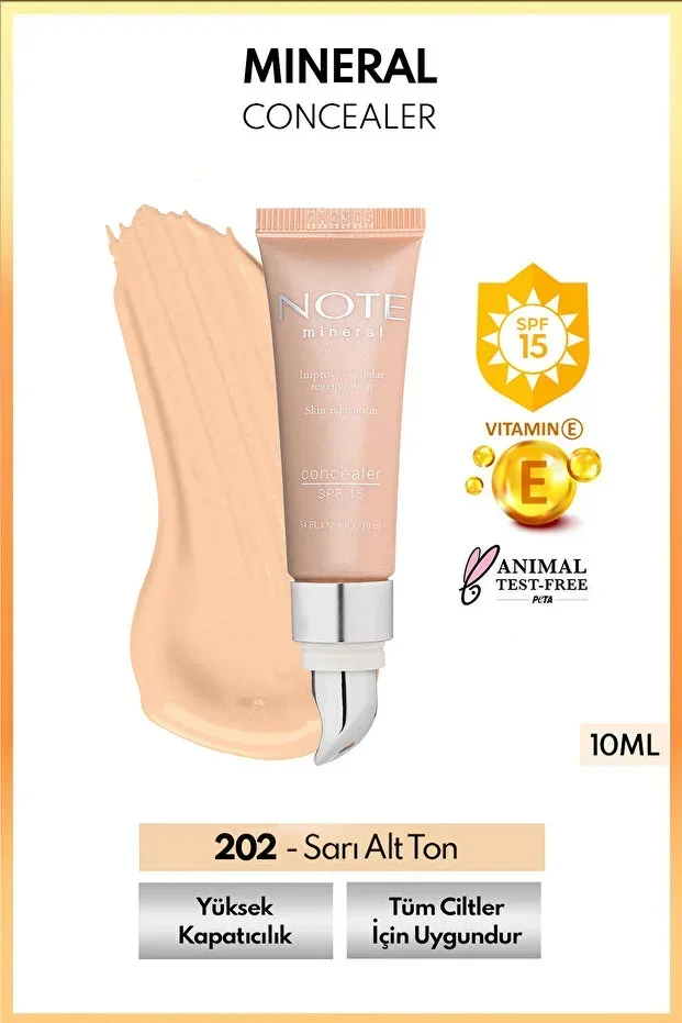 Mineral Concealer Spf 15 High Coverage Under-Eye Concealer with Metal Applicator - 202 Medium Light