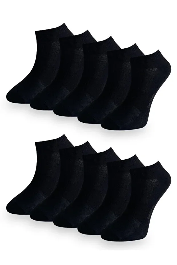 Cotton Ankle Socks Black 10-Pack
