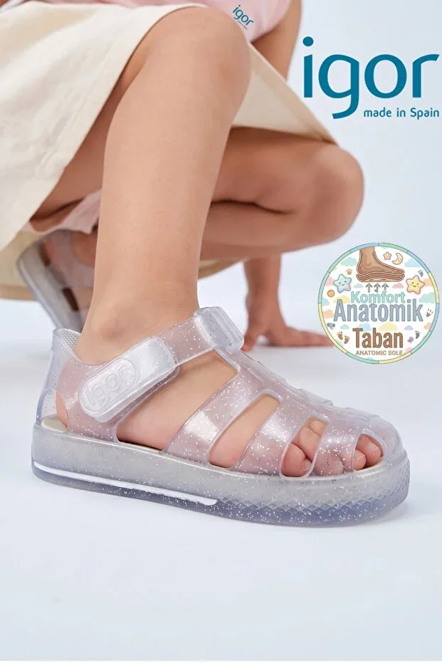 White Baby Children Sandal S10265 STAR GLITTER