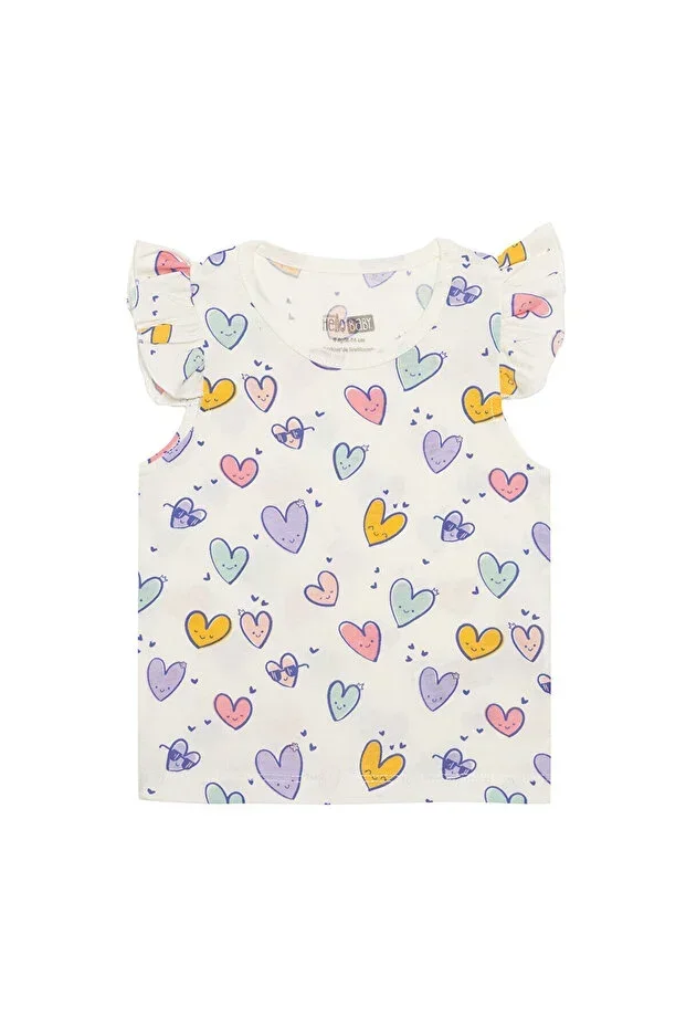 HelloBaby Basic Girl Heart Patterned Undershirt T-shirt Girl Baby
