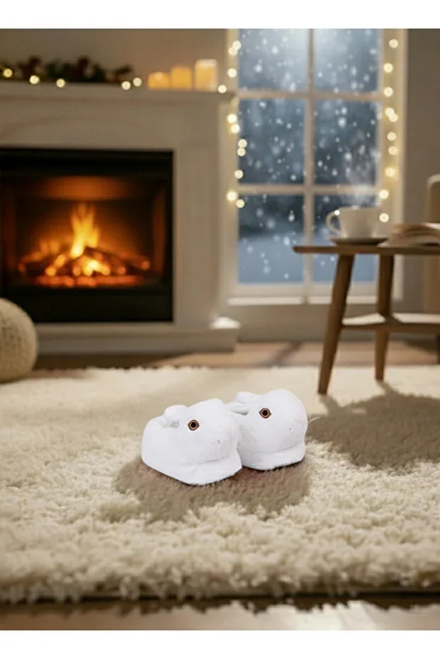 White Rabbit Figurine Home Slippers