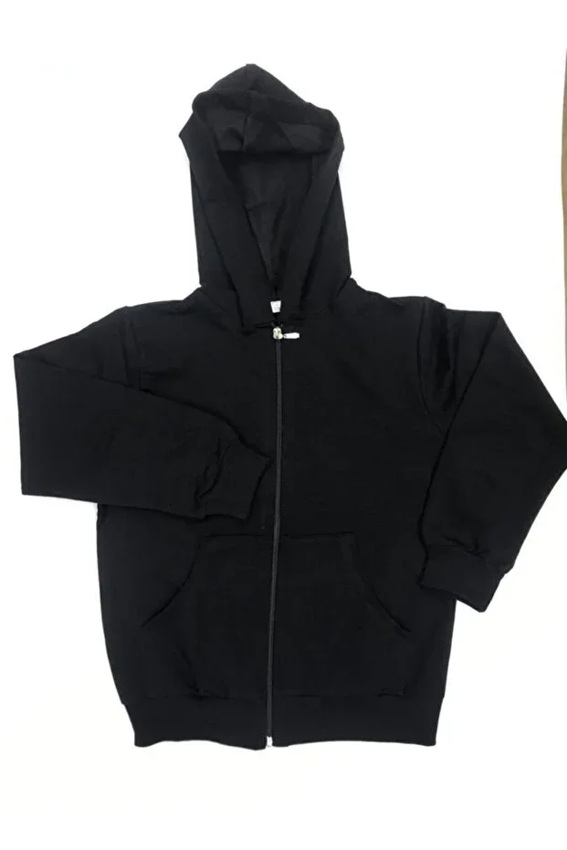 Unisex 2-Thread Children's Cardigan, Lycra and Cotton, Seasonal, Black