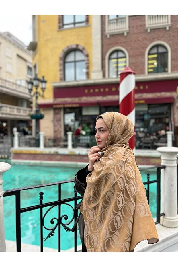 Mustard (Gold) Ring Pattern Jacquard Scarf