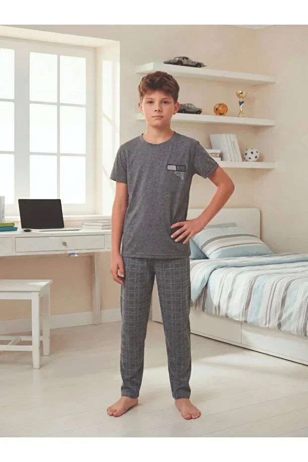 Boys' Plaid Short Sleeve Pajama Set